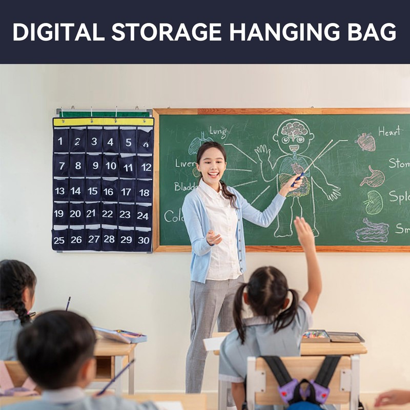 30 Pockets Cell Phone Holder Classroom, Numbered Classroom Sundries Closet