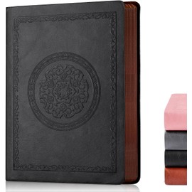 Notebook A5 Lined, 300 Pages Thick Notebook Soft Cover with 80gsm Paper Beautiful Notebooks for Office Planning School Study Household Diary Business Writing Book Notes 15 x 20.8 cm - Black