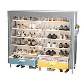 ArluKin Shoe Rack Storage Organize,Shoe Rack for Closet,Shoe Rack with Covers, Shoe Storage Organizer with Dustproof Cover for Doorway, Corridor, Balcony, Living Room (Grey - Plus)