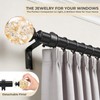 Black Decorative Crystal Curtain Rods,Heavy Duty Adjust 18-45",2 Pack