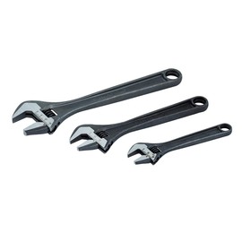 Bahco BHADJUST 3 ADJ3 Set of 3 Adjustable Wrenches (8070/8071 / 8072), Grey, 16 degree head angle
