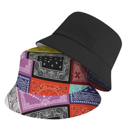 Floral Paisley Bucket Hat for Women Men Unisex Sun Cap Packable Outdoor Fisherman Hat Headwear,Reversible Double-Side-Wear