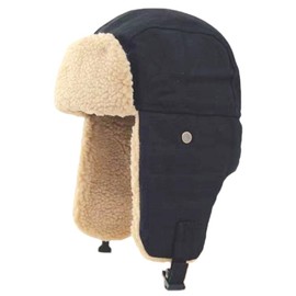 FREESE Cold Protection Hat, Flight Cap for Men with Ear Covers [Extremely Warm Fleece] Bomber Hat, Pilot Cap, Flying Cap, Winter, Outdoor, Fishing, Cycling, Skiing, Black, Free size