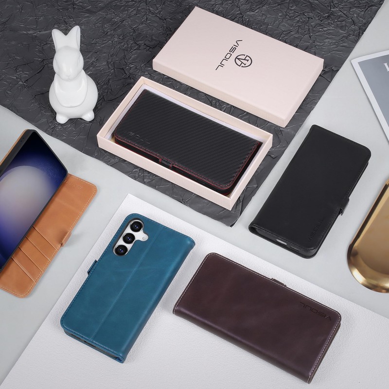 VISOUL Galaxy S25 Silouse, Genuine Leather, S25 Plus Black