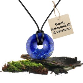 PURAJA Doughnut Pendant Made of Genuine Gemstone Healing Stone Necklace with Crystal Pendant Including High-Quality Cord, Gemstone, Aventurine