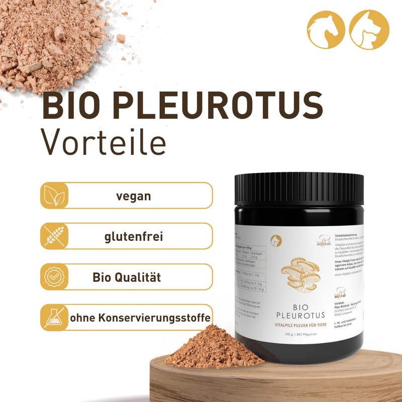 Pilze Wohlrab - Organic Pleurotus Powder for Animals, 300 g