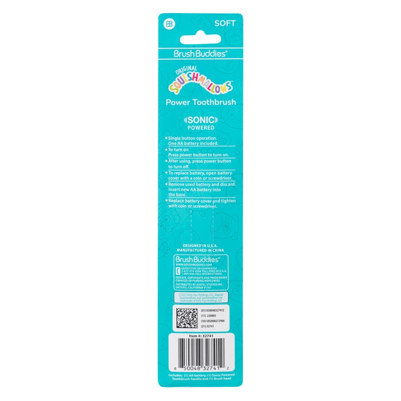 Brush Buddies Squishmallows Sonic Toothbrush, Ultra Soft Bristles, Electric Toothbrush