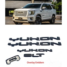 Unbranded OVERLAY Matte Black Door Rear SLT Yukon Emblem Fit 2021-2024 GMC Yukon Yukon XL