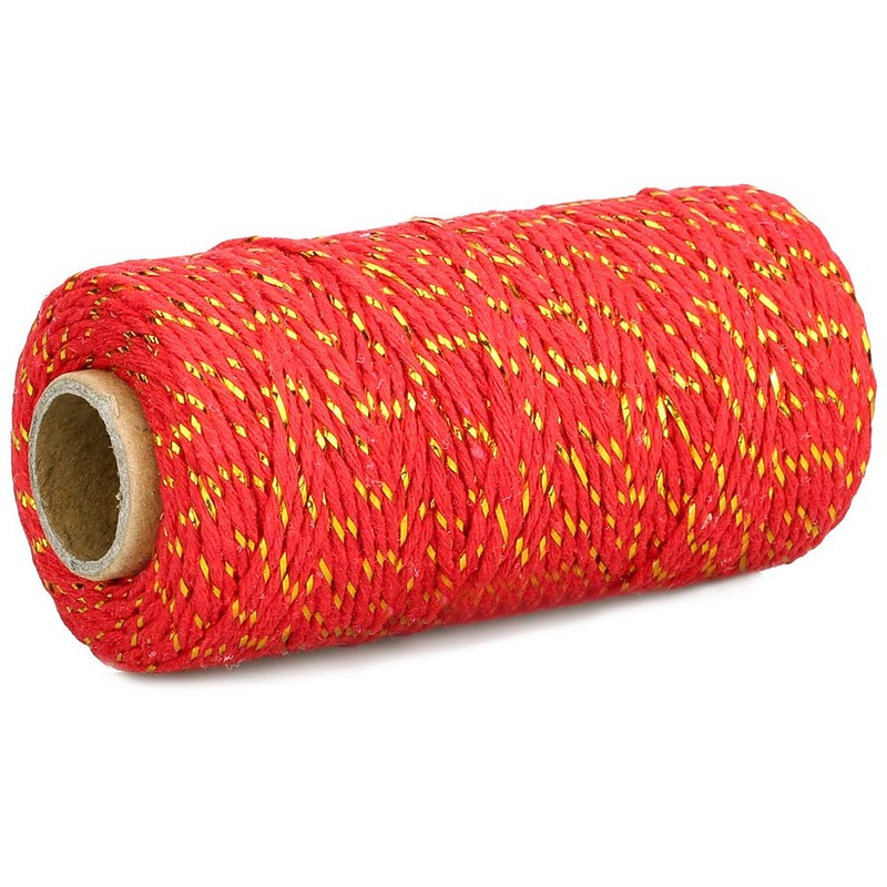 G2PLUS Christmas Coloured String Twine, 200M Red and White Cotton