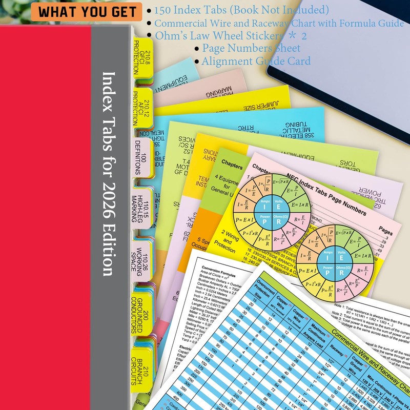 Index Tabs for 2026 NEC Code Book (Book not Included),