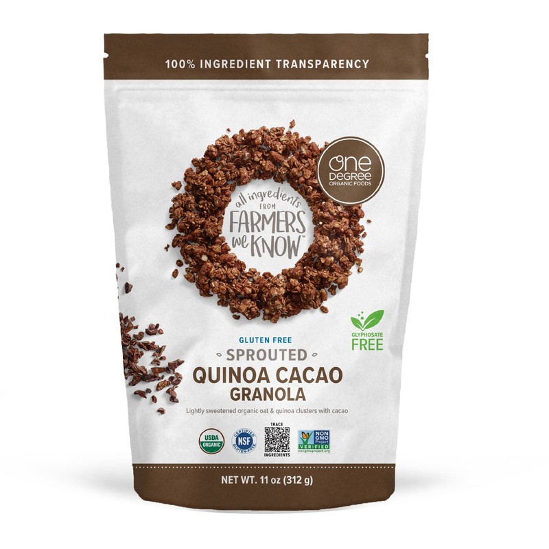 One Degree Organic Foods Sprouted Oat Quinoa Cacao Gluten Free