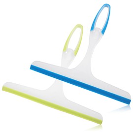 Bewudy 2 Stück Duschabzieher, Kurz Duschwischer Duschkabinenabzieher Shower Squeegee Badabzieher Scheibenabzieher für Spiegel Badezimmer Fenster Boden Glas (24 x 21cm)