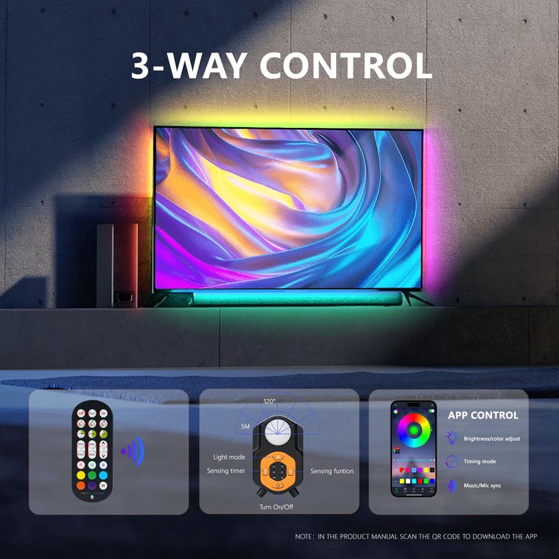 LED Strip with Motion Sensor, 2 Pieces RGB LED Strips,