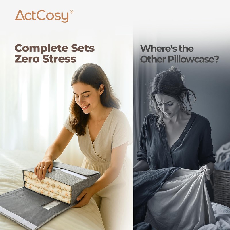 ActCosy 8Pack Sheet Organizers and Storage with Handles – Foldable