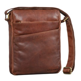STILORD 'Pia' Vintage Shoulder Bag Women's Leather Handbag Shoulder Bag for Leisure Shopping Evening Tablet Bag 12.2 Inch Genuine Leather Brown