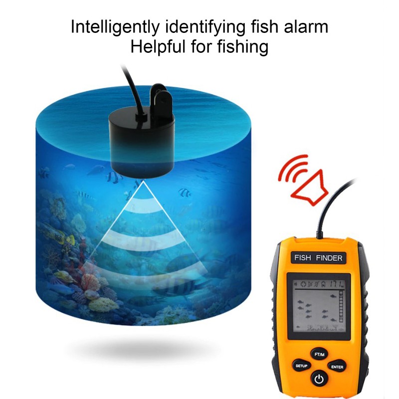 Fish Finder LCD LED Visual Echo Sounder Alarm Fishing Transducer