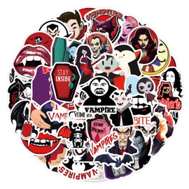 55 Pieces Vampire Stickers for Laptops, Cool Classic Cartoon Stickers for Teens, Kids, Boys, Computers, Skateboards, Cell Phones, Scrapbooks