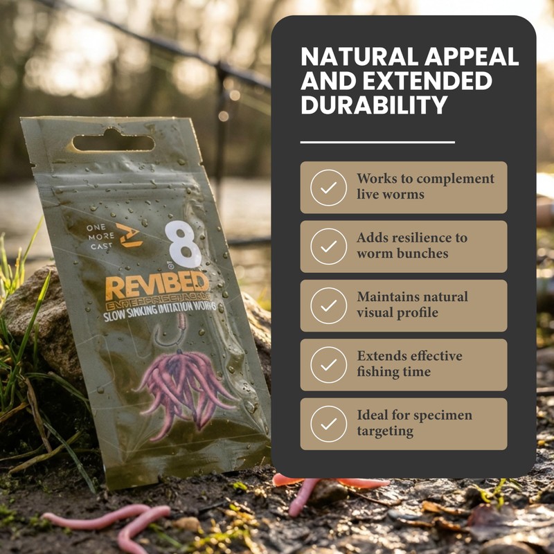 OMC Revibed Imitation Worms 8pcs - Artificial Fishing Worm Bait