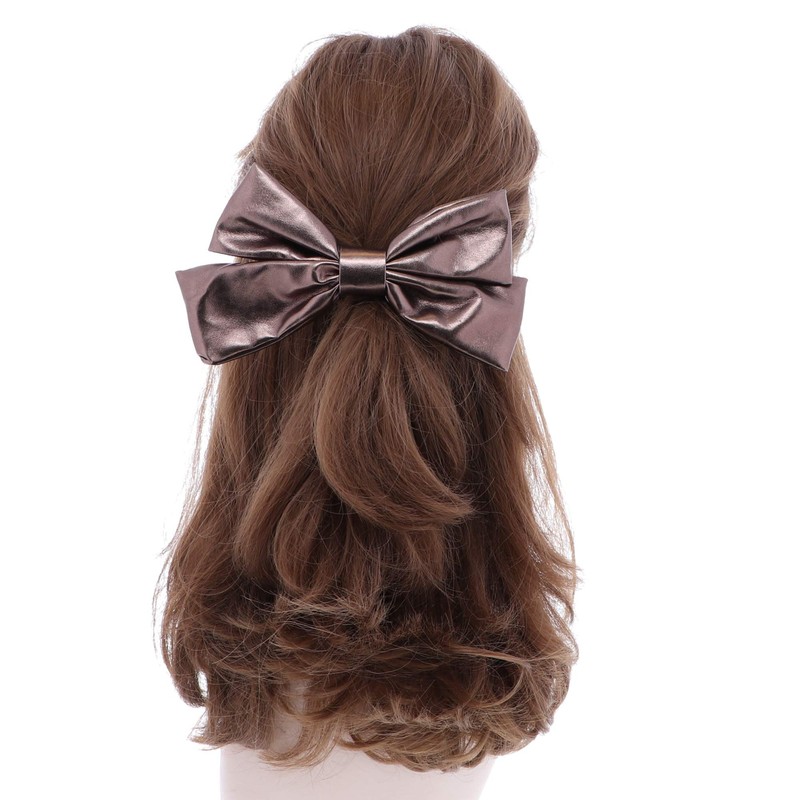 Shiny Hair Clip Bow Large Bronze