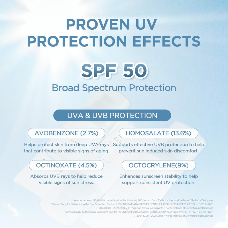 SKIN1004 Centella Hyalu-Cica Water-Fit Sun Serum UV, Korean Sunscreen SPF