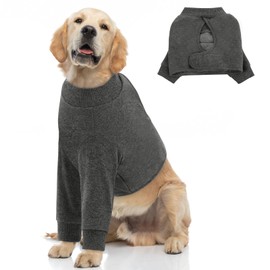 Queenmore Dog Recovery Suit for Front Legs, Adjustable Dog Leg Sleeves to Stop Licking, Breathable Suitical Recovery Sleeve for Large Dogs, Wound Care for Dogs, Grey, L