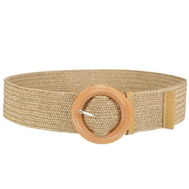 SATINIOR Women Straw Woven Elastic Stretch Waist Belt Dress Belt Braided Waist Belt for Ladies Boho Belts with Buckle, Brown