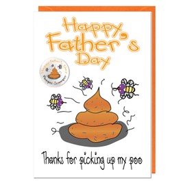 AK Giftshop Funny Humour Joke Father's Day Card From The Dog With Matching Badge - Thanks For Picking Up My Poo