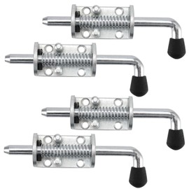 SEUNMUK 4 Pack 6.5 Inch Sliver Spring Loaded Latch Pin, Sliding Barrel Bolt Door Lock with 12mm Thick Bar, 5mm Thickened Heavy Duty Interior and Outdoor Latch for Cabinets, Chests