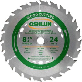 Oshlun SBW-082524 8-1/4-Inch 24 Tooth ATB General Purpose and Framing Saw Blade with 5/8-Inch Arbor (Diamond Knockout)