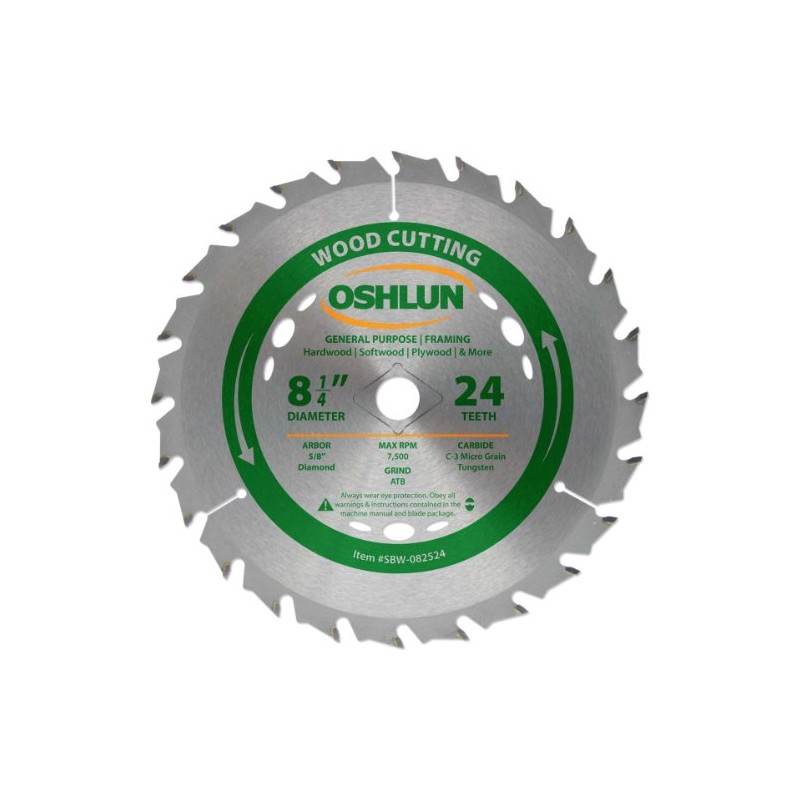 Oshlun SBW-082524 8-1/4-Inch 24 Tooth ATB General Purpose and Framing