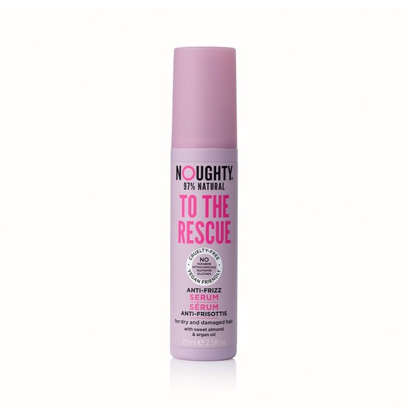 Noughty 97% Natural To The Rescue Anti-Frizz Serum, Smoothing Hydrating Formula with Heat Protection for Dry and Damaged Hair, with Sweet Almond and Argan Oil, Sulphate Free Vegan Haircare 75ml