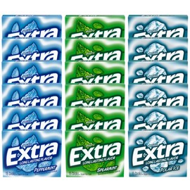 Extra Long Lasting Sugar Free Chewing Gum, Polar Ice, Spearmint & Peppermint Flavors, Variety Box, 18 Count