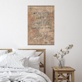 We Travel Not to Escape Life Words Letter Stickers Positive World Geographical Distribution Doors Wall Decals Vinyl Wall Art Murals Quotes for Classroom Restaurant Backdrops Wall Art 28in