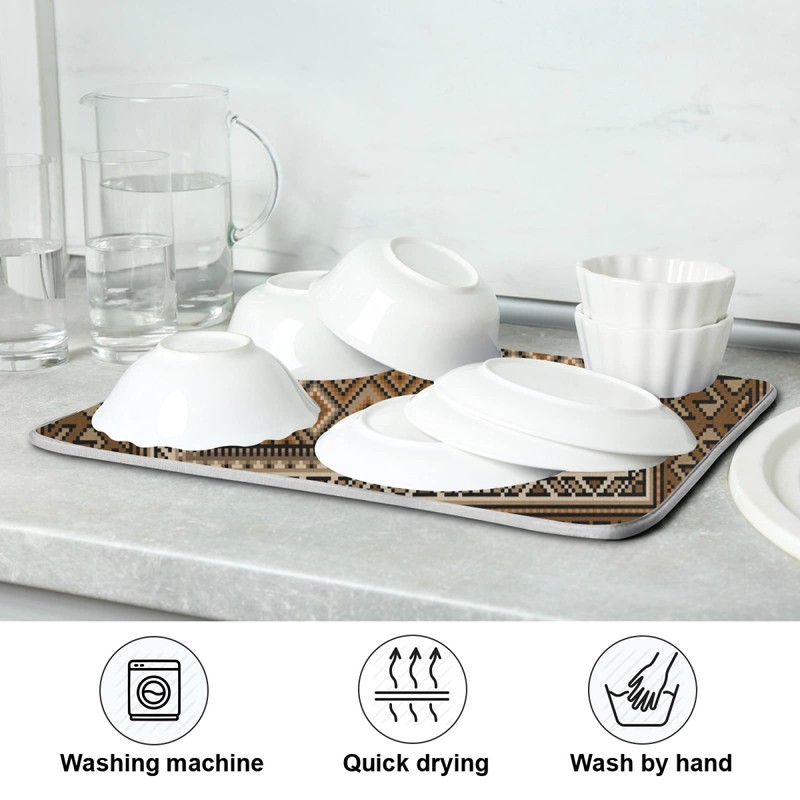 ElliTarr Dish Drying Mat for Kitchen Counter, Microfiber Absorbent Dish