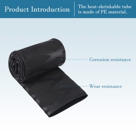 QUARKZMAN 35 mm Diameter 57 mm Flat 1.6 ft 2:1 Heat Shrink Tube Wrap Tube Non Slip Waterproof for Bar Handle Black