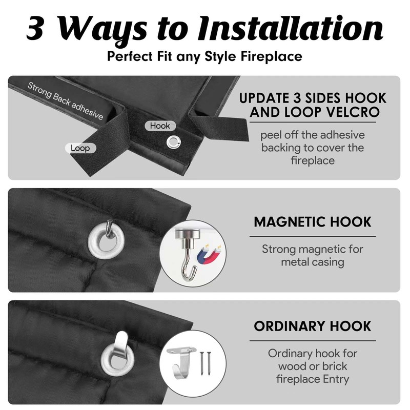 CADARA Fireplace Blocker Blanket Stops Overnight Heat Loss, Fireplace Draft