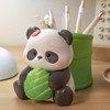 Panda Bamboo Pen Holder Cute Shape Large Capacity Resin Multipurpose