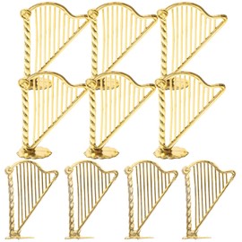 HOMSFOU Miniature Harp Christmas Ornament, 10pcs Gold Dollhouse Musical Instruments Ornaments Xmas Tree Hanging Pendant Mini Harp Model for Christmas Tree Party Home Decor