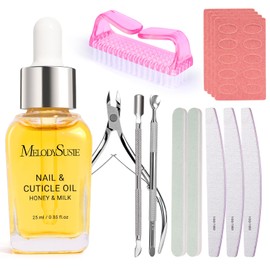 MelodySusie 14PCS Manicure Tools Kit Nail Care Kit with Nail File,Cuticle Trimmer and Pusher,Mini Sandpaper,Nail Brush and Cuticle Oil 25ML