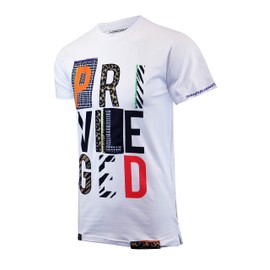 SCREENSHOTBRAND-S11031 Mens Hip-Hop Hipster Premium Tee - Fashion Animal Print Privileged Embroidery T-Shirt-White-2XLarge