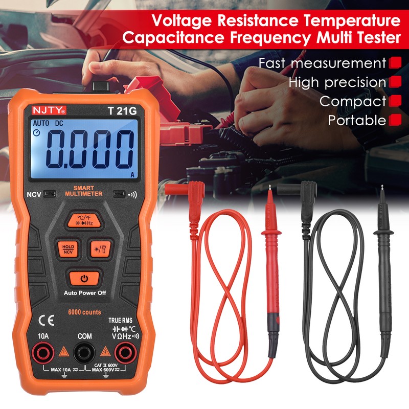 NJTY T21G Mini Smart Multimeter 6000 Counts True RMS Universal
