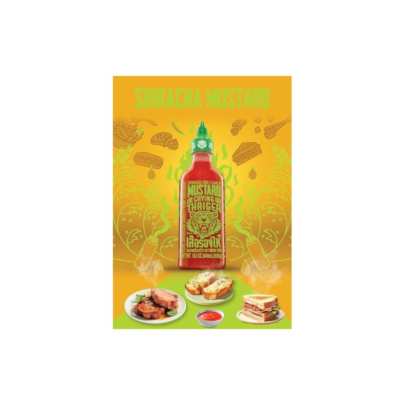 Crying Thaiger Sriracha Mustard Chili Sauce in Plastic Bottle 18.5oz