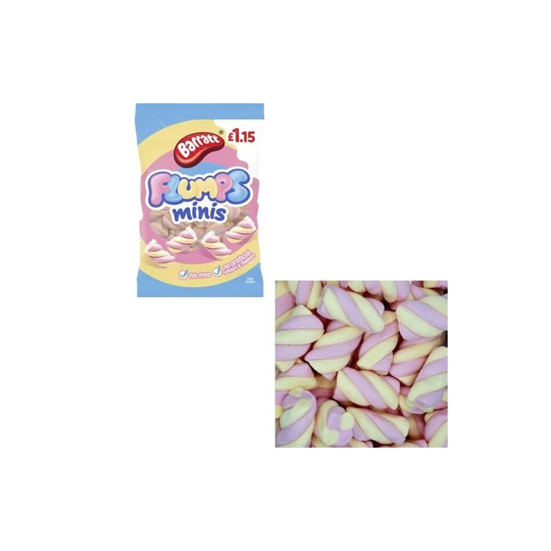 06 x Flumps Minis Vanilla Flavour Fluffy Mallow Twist Bag