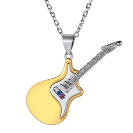 Suplight Guitar Pick Necklace, Men's, Silver, Metal Allergy, Pendant, Music, Musical Instrument, Accessory