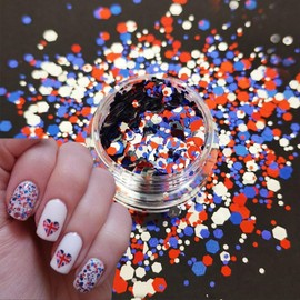 3 Boxes Independence Day Stars Nail Art Glitter Sequins,3D Holographic 4th of July Star Nail Sequins Nail Flakes for Nail Art Red Blue Sliver Stars Nail Accessories for Women Girl Manicure Decor