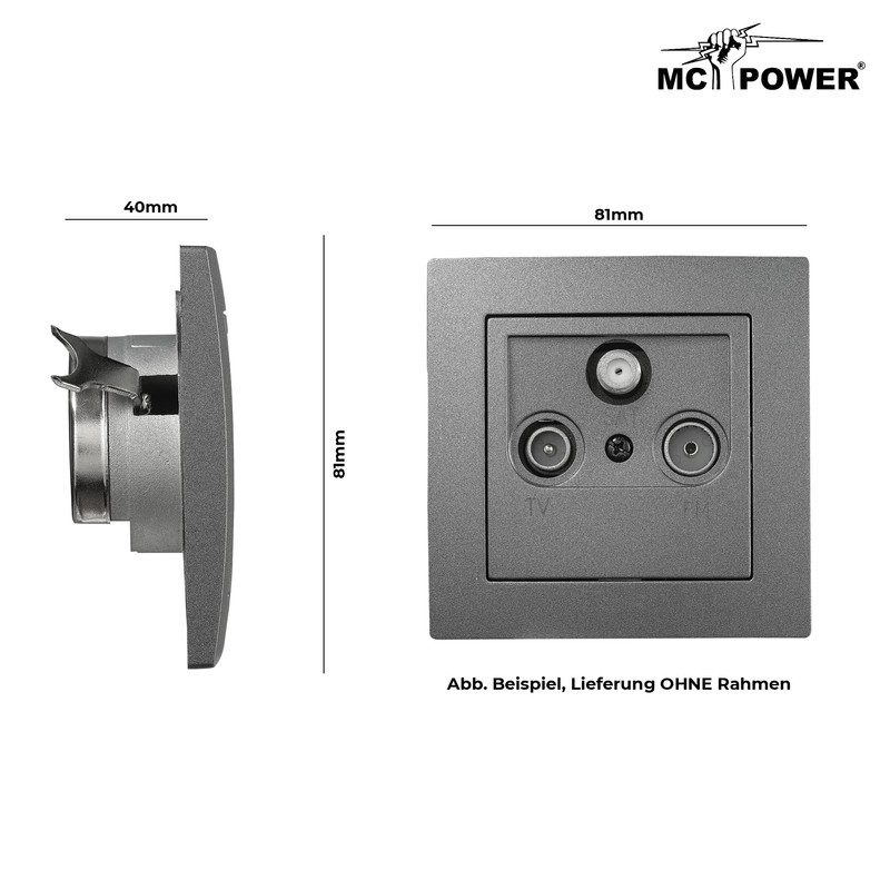 McPower Flair Aerial Socket, TV, Radio & Sat, Flush-Mounted, Screw