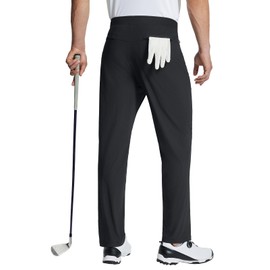 BALEAF Men's Golf Pants Stretch Quick Dry Lightweight Work Casual Pants Zipper Pockets Black M