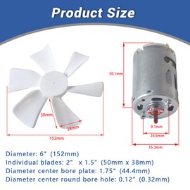 CPVNQMDG 6" RV Vent Fan Blade Replacement White RV Vent Fan Blade with 12V D-Shaft RV Vent Motor for RV Roof Bathroom, for Heng's, Elixir, Ventline, Jensen RV for RV Roof Celling Bathroom