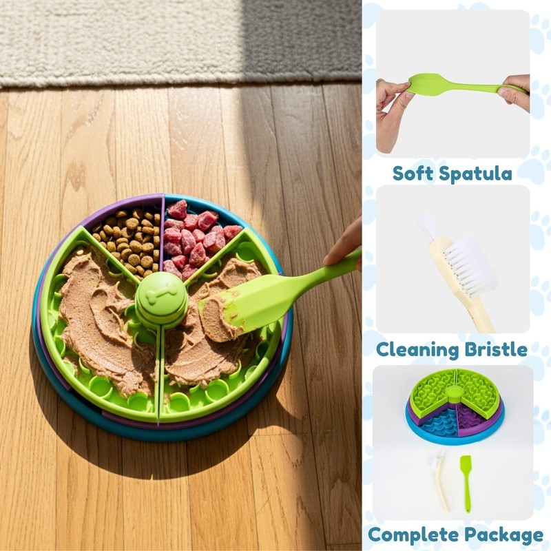 SOLDAY 3-Layer Slow Feeder Dog Bowl with Interactive Puzzle &
