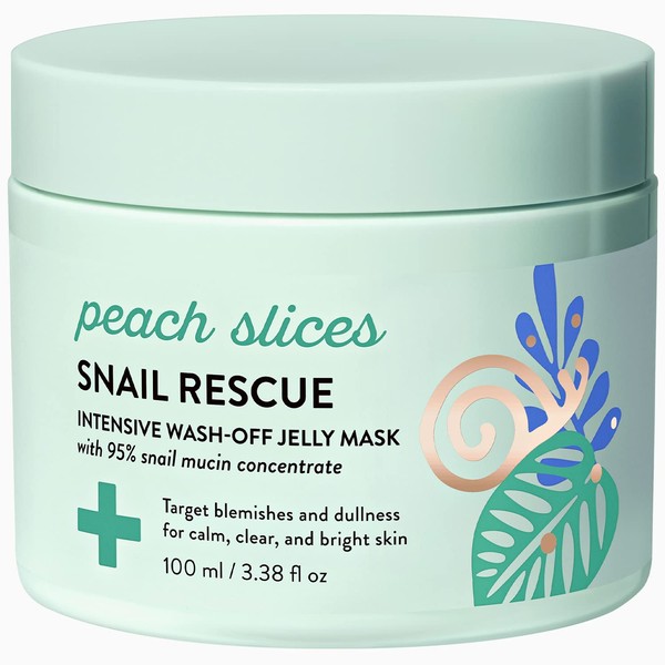 Peach Slices | Snail Rescue Intensive Treatment Wash-Off Face Mask | 95% Snail Mucin | For Dark Spots & Blemishes | Refreshing & Calming Mask | Clear, Radiant, & Hydrated Skin | Skin Care | 3.38 oz